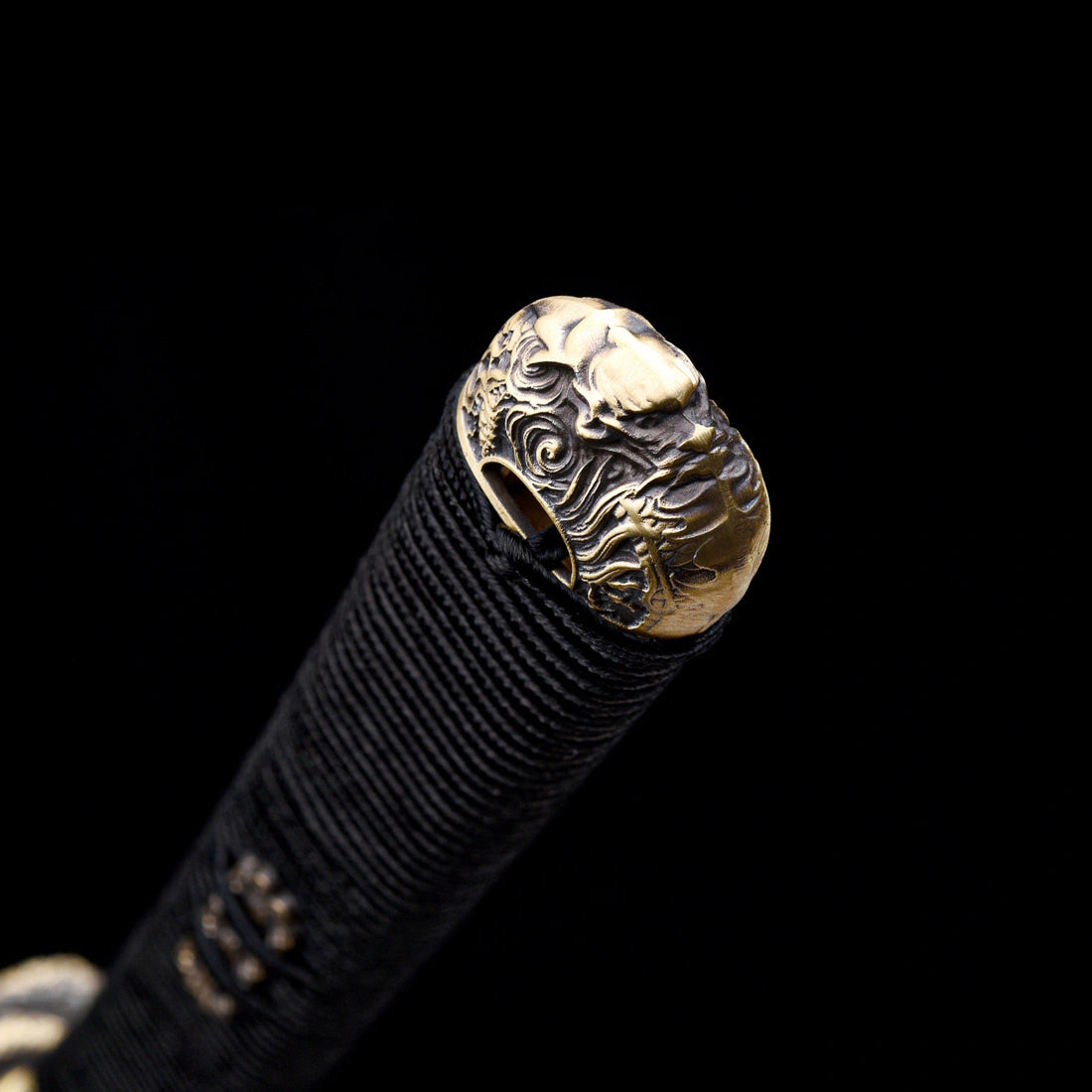 Tachi Sword – Full Black – S7 Tool Steel with Mirror Polish – Pure Copper Ornaments