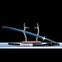 True Handmade Katana Sword – Blue 1065 Steel Blade  – Black Scabbard – Full Tang