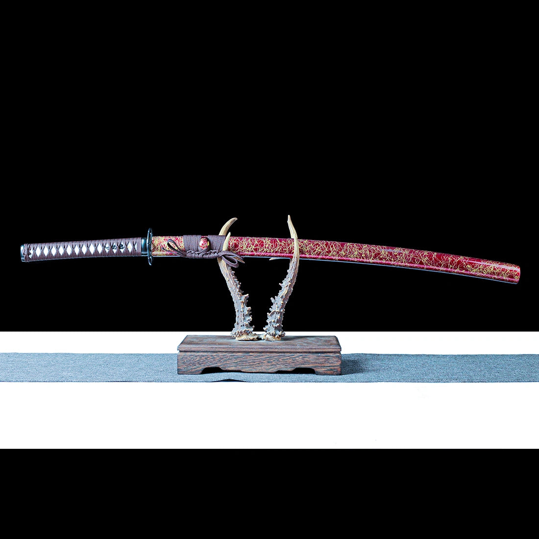 True Japanese Katana Sword – Handmade 1060 Carbon Steel Blade – Full Tang – Red – Premium Quality