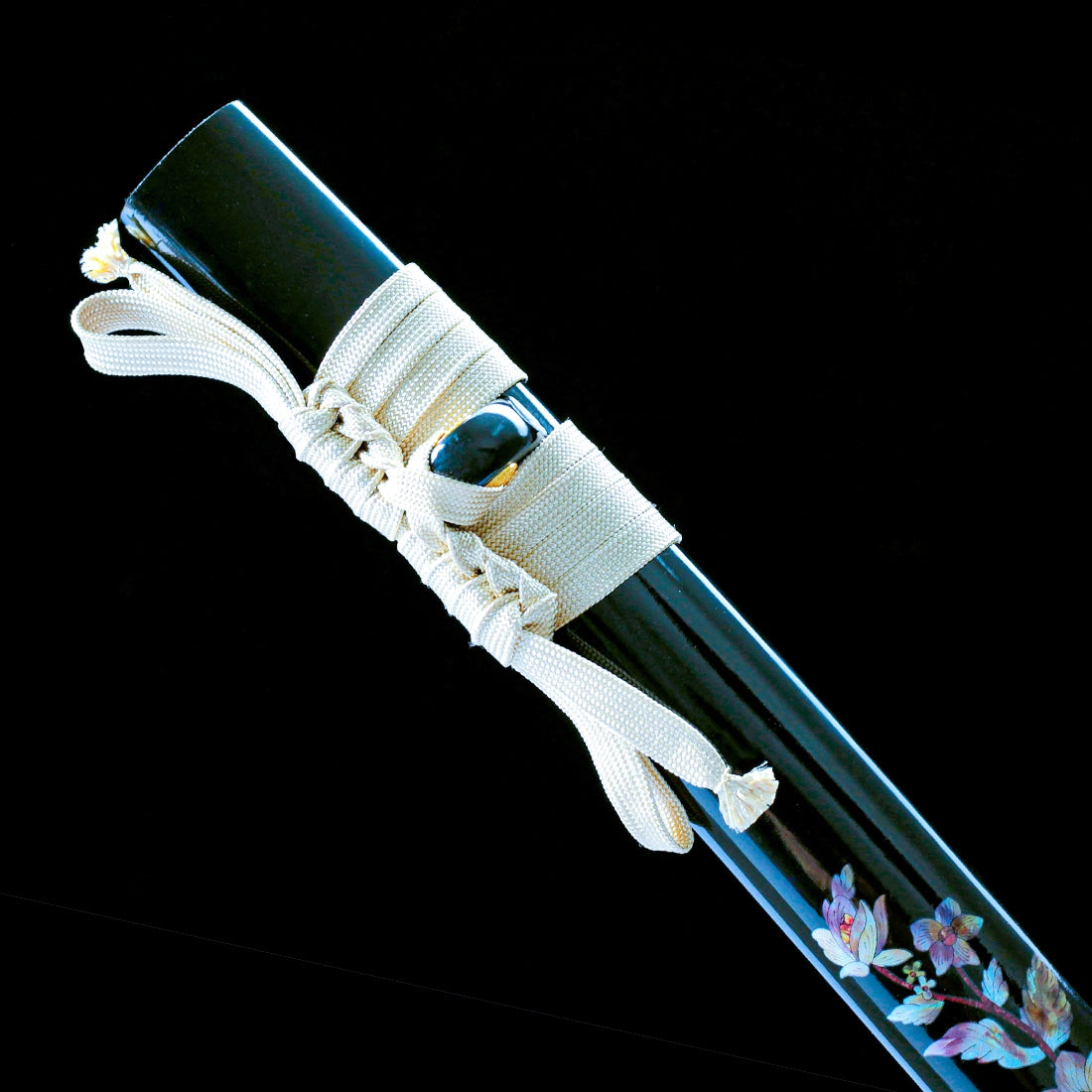 True Japanese Katana Sword – Handmade T10 Carbon Steel Blade – Full Tang – Black Scabbard