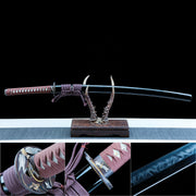 True Japanese Katana Sword – Handmade T10 High Carbon Steel Blade – Full Tang – Black Scabbard