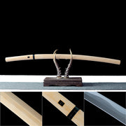 True Japanese Shirasaya Katana – Handmade T10 Carbon Steel Blade – Beech Wood Scabbard – Without Tsuba