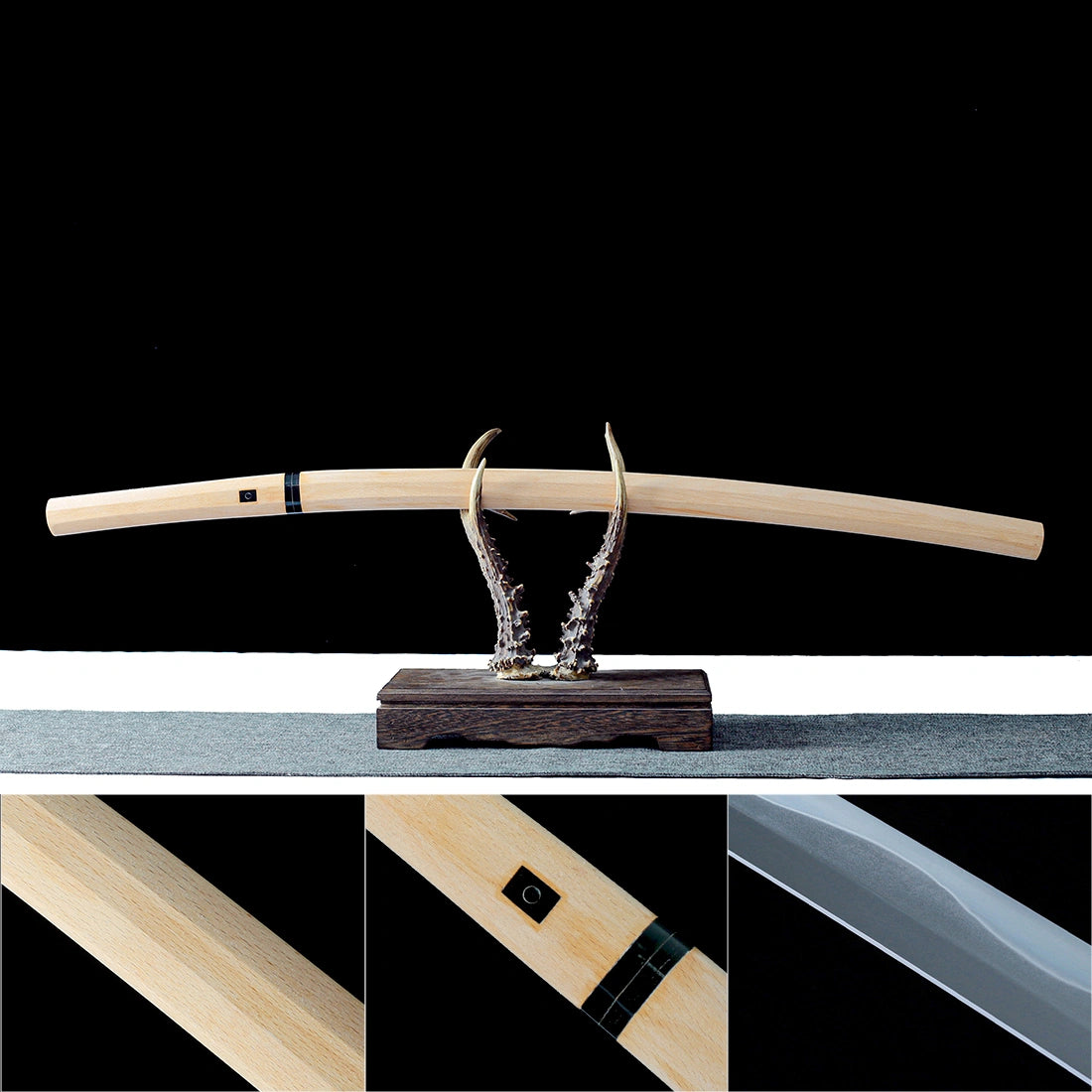 True Japanese Shirasaya Katana – Handmade T10 Carbon Steel Blade – Beech Wood Scabbard – Without Tsuba