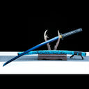 True Katana Sword – Handmade Blue T10 Carbon Steel Steel Blade – Blue – Battle Ready