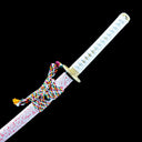 True Katana Sword – Handmade Damascus Pattern Steel Blade – Full Tang – High Performance – White Scabbard