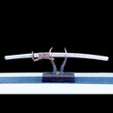 True Katana Sword – Handmade Damascus Pattern Steel Blade – Full Tang – High Performance – White Scabbard