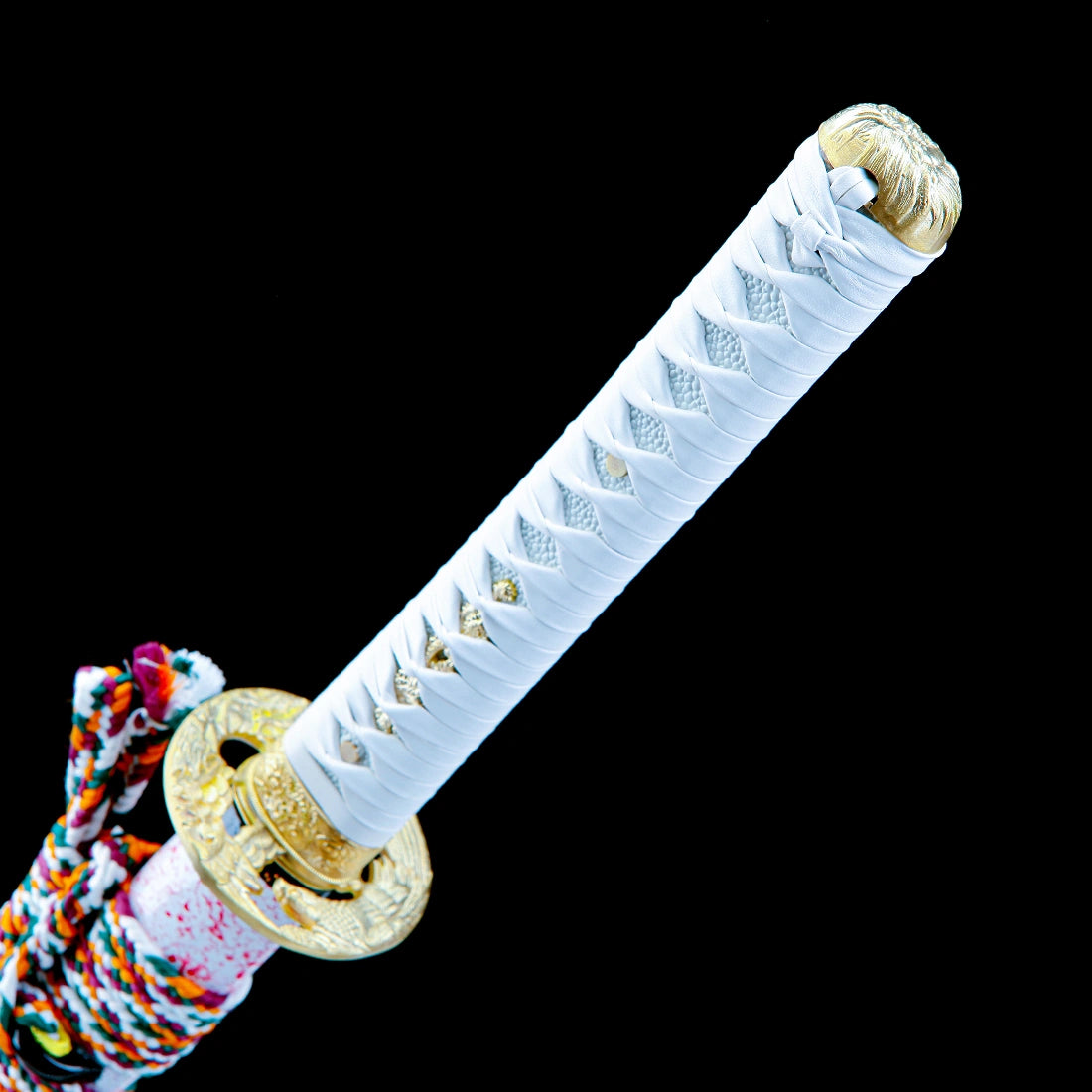 True Katana Sword – Handmade Damascus Pattern Steel Blade – Full Tang – High Performance – White Scabbard