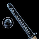 True Katana Sword – Handmade Damascus Pattern Steel Blade – Natural Wood Scabbard – Battle Ready