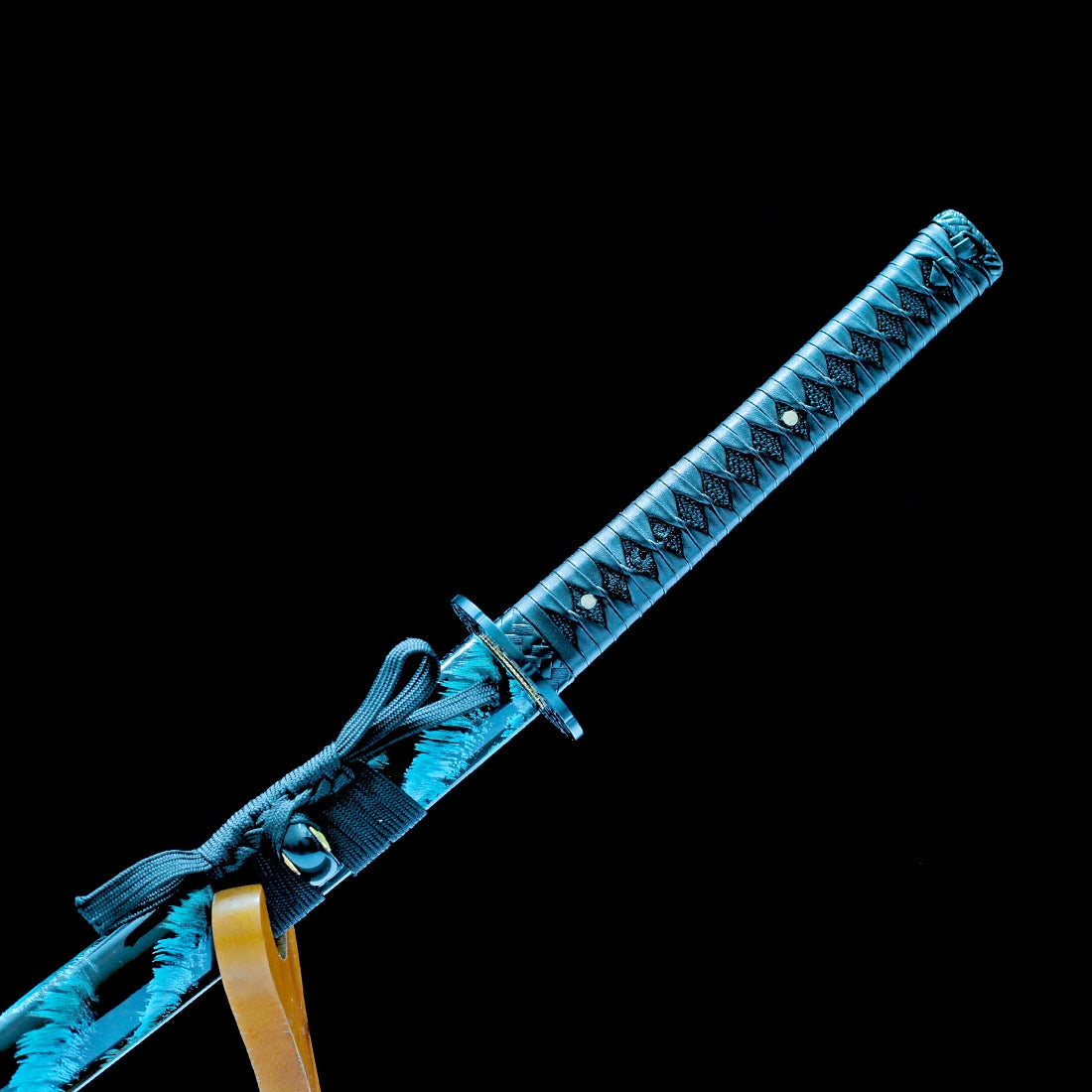 True Katana Sword – Handmade Damascus Pattern Steel Red Blade – Full Tang – Battle Ready