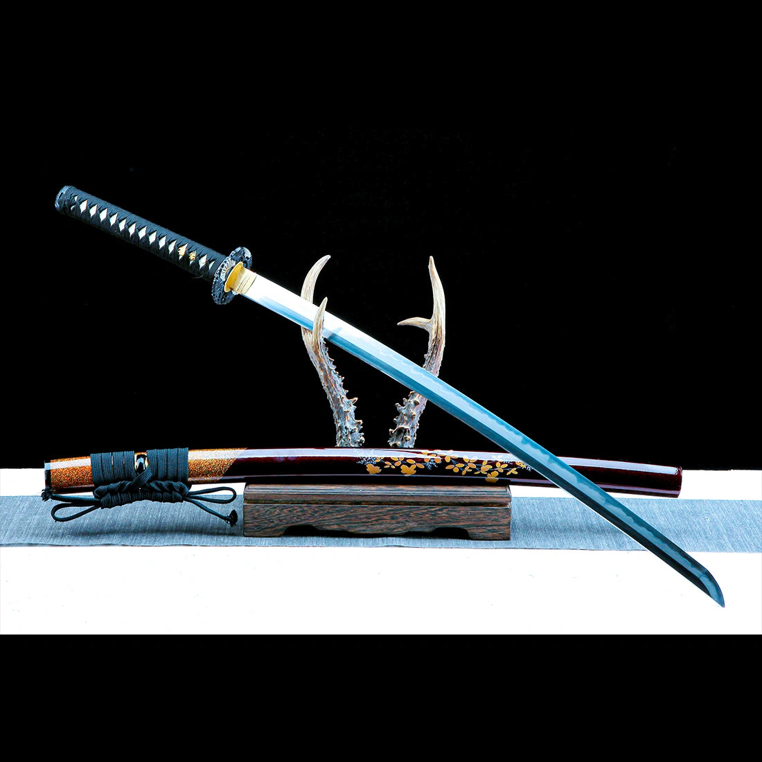 True Katana Sword – Handmade T10 Carbon Steel Blade – Red Scabbard – Battle Ready
