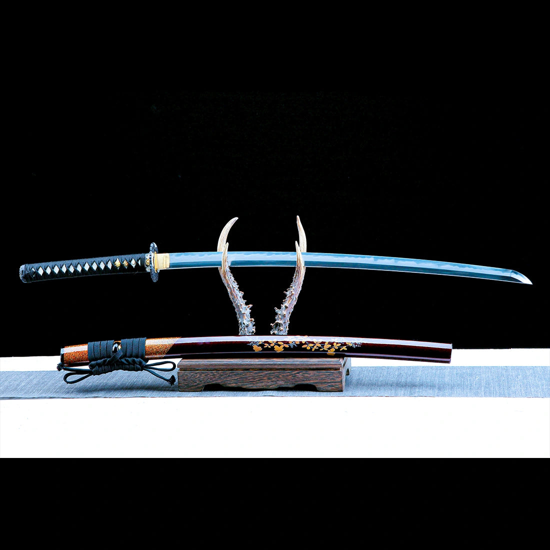 True Katana Sword – Handmade T10 Carbon Steel Blade – Red Scabbard – Battle Ready