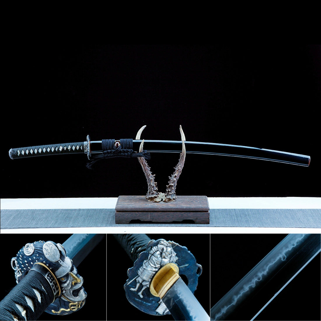 True Katana Sword – Handmade T10 High Carbon Steel Blade – Full Tang – High Performance – Black