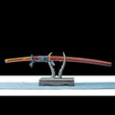 True Katana – Handmade Black Damascus Pattern Steel Blade – Brown Scabbard – Full Tang