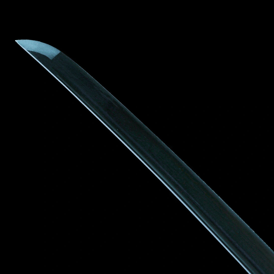 True Katana – Handmade Black Damascus Pattern Steel Blade – Brown Scabbard – Full Tang