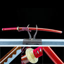True Katana – Handmade Damascus Pattern Steel Blade – Red – Full Tang – Collector’s Edition