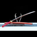 True Katana – Handmade Damascus Pattern Steel Blade – Red – Full Tang – Collector’s Edition