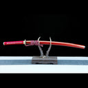 True Katana – Handmade Damascus Pattern Steel Blade – Red – Full Tang – Collector’s Edition