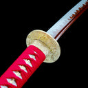 True Katana – Handmade Damascus Pattern Steel Blade – Red – Full Tang – Collector’s Edition