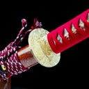 True Katana – Handmade Damascus Pattern Steel Blade – Red – Full Tang – Collector’s Edition