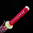 True Katana – Handmade Damascus Pattern Steel Blade – Red – Full Tang – Collector’s Edition