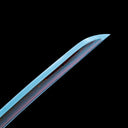 True Katana – Handmade Red Damascus Pattern Steel Blade – Black Scabbard – Full Tang