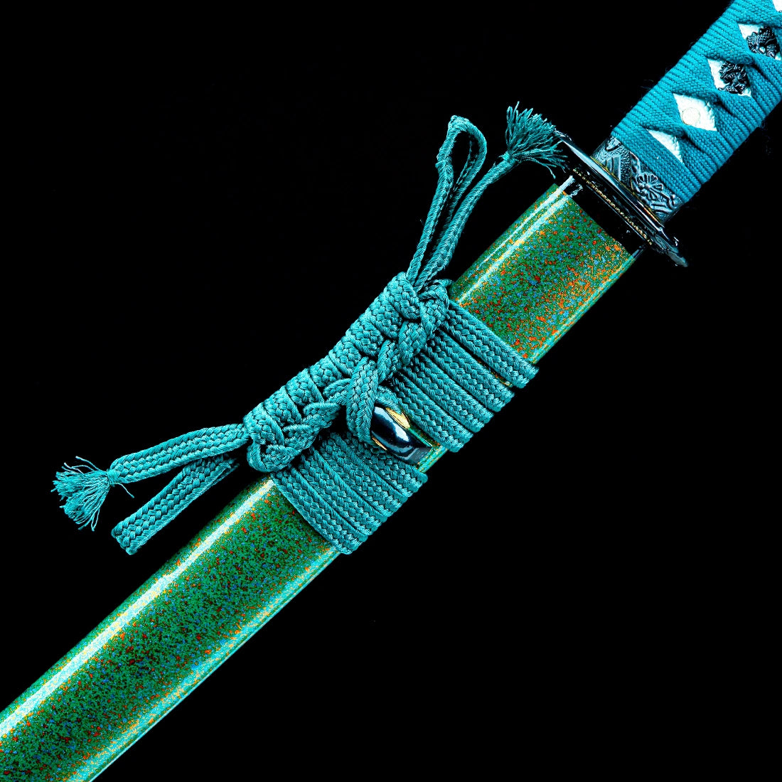 True Katana – Handmade T10 Carbon Steel Blade – Green Scabbard – High Performance – Full Tang