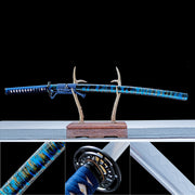 Real Katana Sword – Handmade T10 Carbon Steel Blade – Blue – Battle Ready