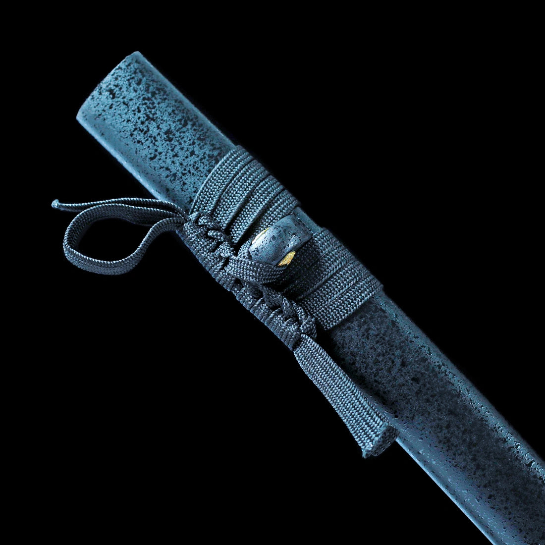 True Katana – Handmade Red Damascus Pattern Steel Blade – Full Tang – Black Scabbard – High Performance