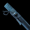 True Katana – Handmade Red Damascus Pattern Steel Blade – Full Tang – Black Scabbard – High Performance