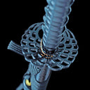 True Katana – Handmade Red Damascus Pattern Steel Blade – Full Tang – Black Scabbard – High Performance