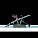 Wakizashi – Handmade Japanese Wakizashi Sword – Damascus Pattern Steel Blade – Black Saya
