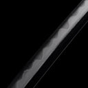 Authentic wavy Hamon line and intricate folded Damascus steel grain Hada on clay-tempered Dragonheir Tachi blade