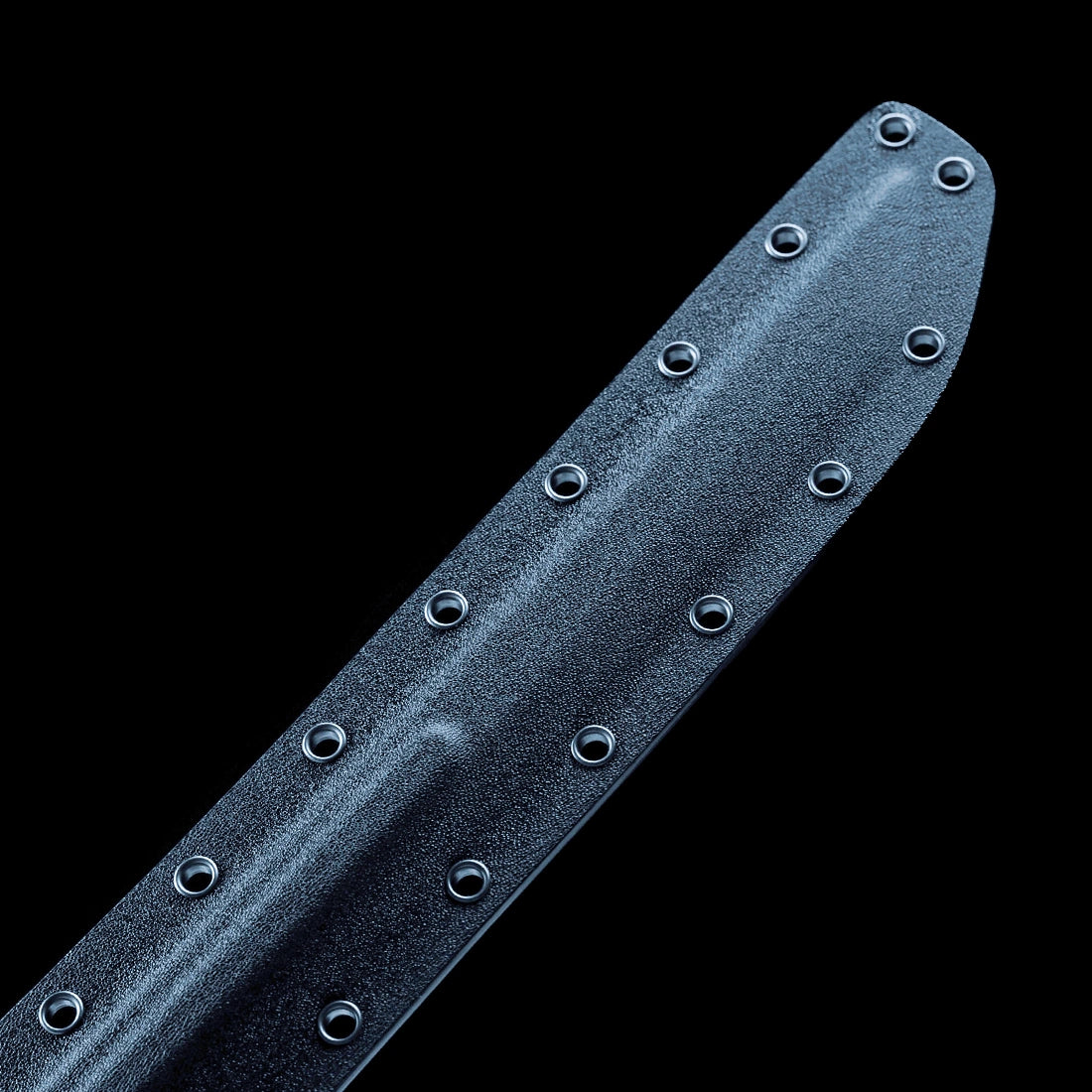 Black high-strength composite sheath with textured finish and reinforced rivets