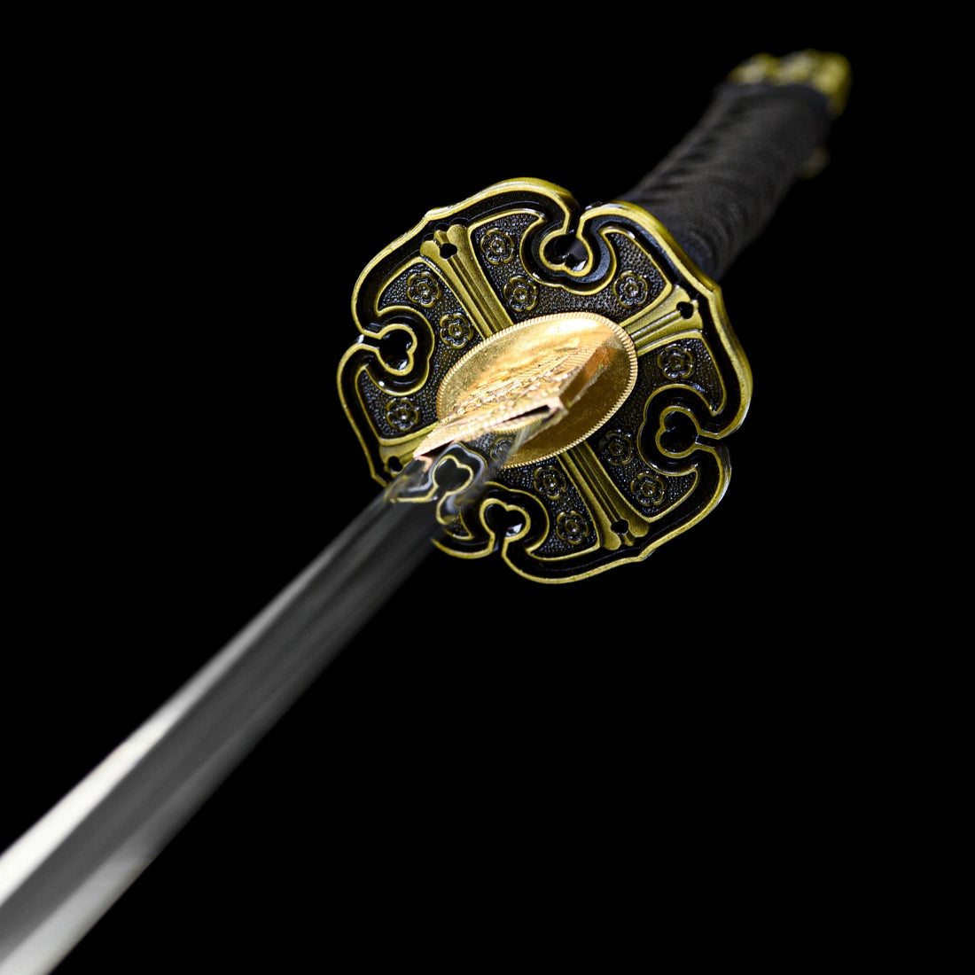 Alloy sakura themed tsuba guard and engraved habaki on Murasame 1065 high carbon steel tachi sword