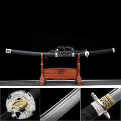 Oblivion Fang Hand-Forged Damascus Steel Tachi Sword - 60 HRC 90° Flex