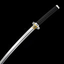 Hand-forged 60 HRC 90-degree flex Damascus steel tachi blade with ergonomic black wrapped handle