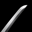 Precision-ground kissaki blade tip of 60 HRC high performance spring steel tachi sword