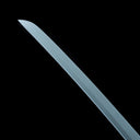 Kissaki blade tip on the gray titanium-coated high-carbon steel katana