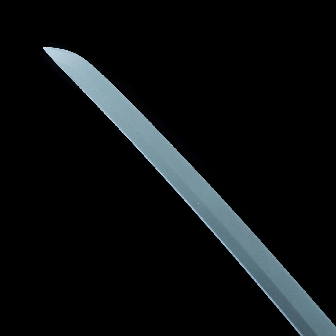 Kissaki blade tip on the gray titanium-coated high-carbon steel katana